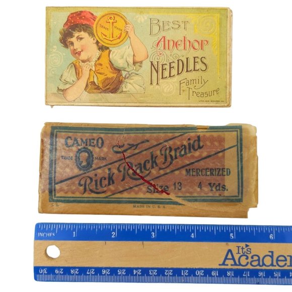 Vintage Best Anchor Needles Empty Package Cameo Rick Rack Braid Size 13 4 Yards - Picture 9 of 9